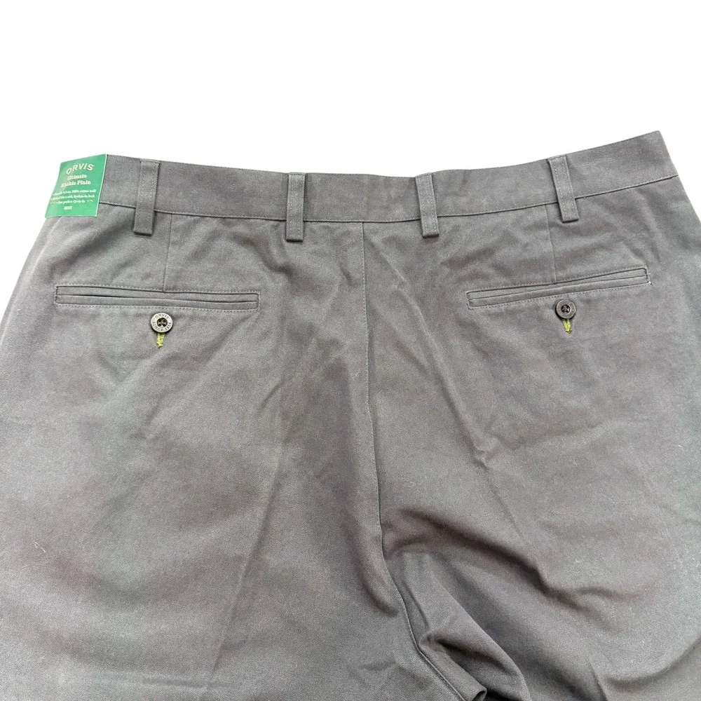 Orvis Mens Pants 38 Ultimate Khakis Plain Grey 100% Cotton Twill Straight NWT